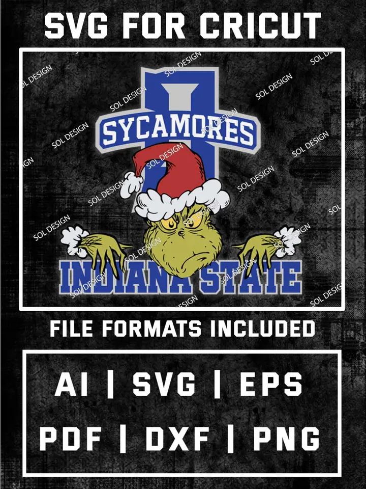 Grinch Indiana State Sycamores SVG, NCAA SVG Design, NCAA Indiana State Sycamores SVG, NCAA Sycamores Cricut, Christmas Svg, Grinch svg, Digital Download