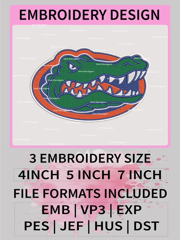 NCAA Florida Gators Embroidery File, 3 Sizes, 6 Formats, NCAA Machine Embroidery Design, NCAA Logo, NCAA Teams