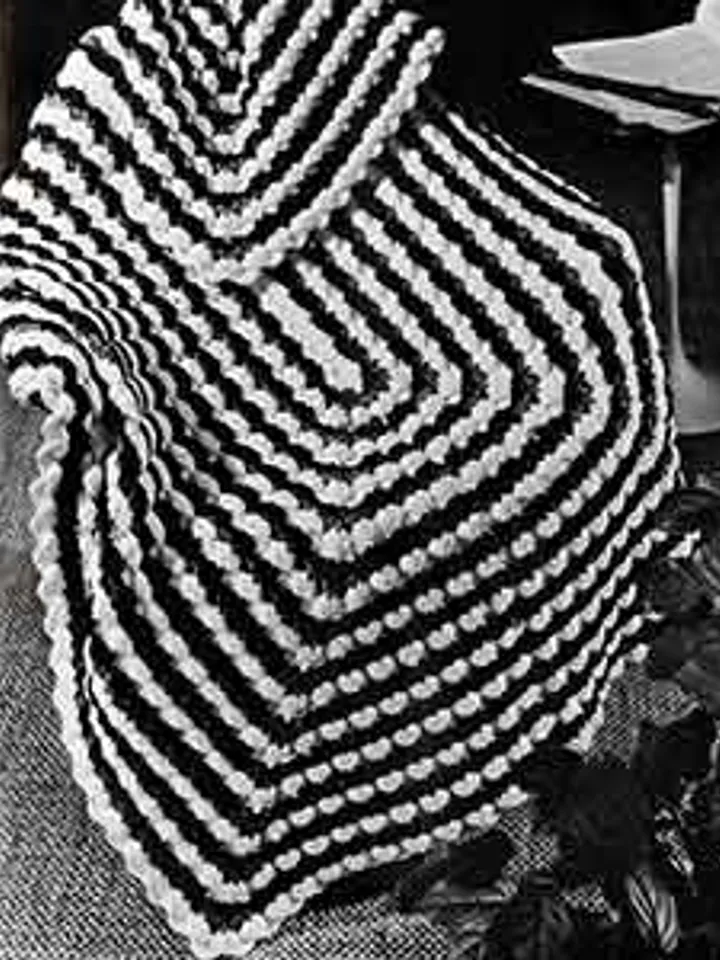 Crochet Pattern Vintage Afghan Cockleshells Digital Download PDF