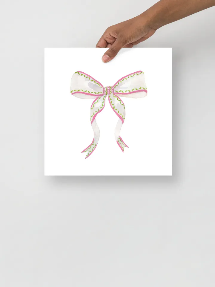 Pink Bow Watercolor Print, Baby Girl Gift, Nursery Room, Pink And White, Pink Bow Wall Art, Girly Wall Art, Vintage Bow, Green Bow Print