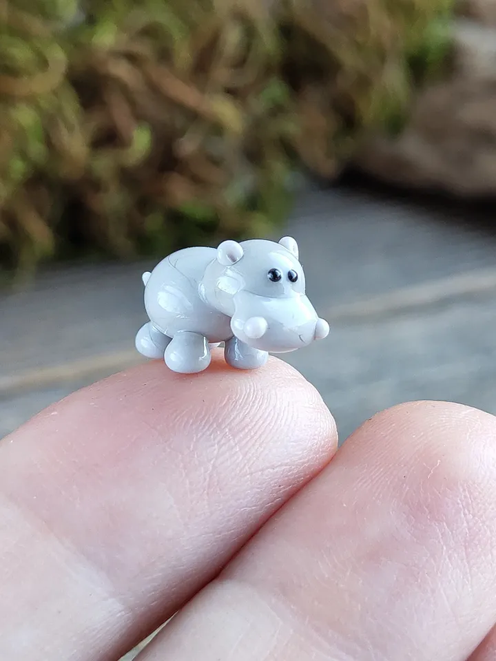 Hippo figurine Hippo art Hippo gifts Hippo ornament Hippo statue Hippopotamus Hippo for Christmas Miniature animals Tiny glass animals