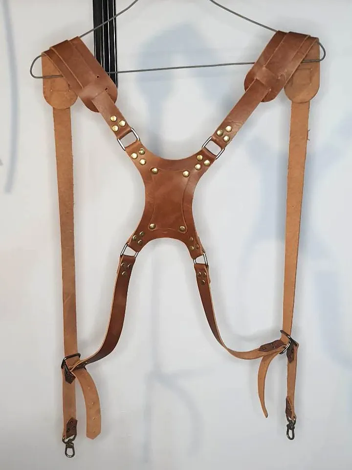 Personalized Dual Camera Strap, photographer holster, Handmade Leather Camera Harness, camera belt