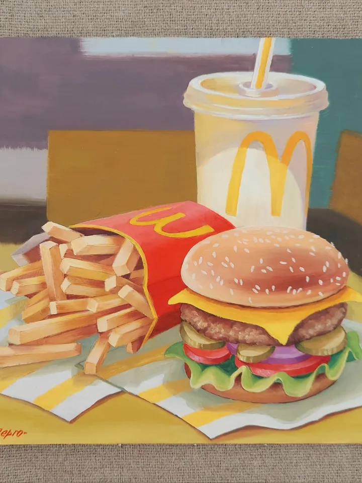 McDonalds Art Original Oil Painting 10x10 inches.
