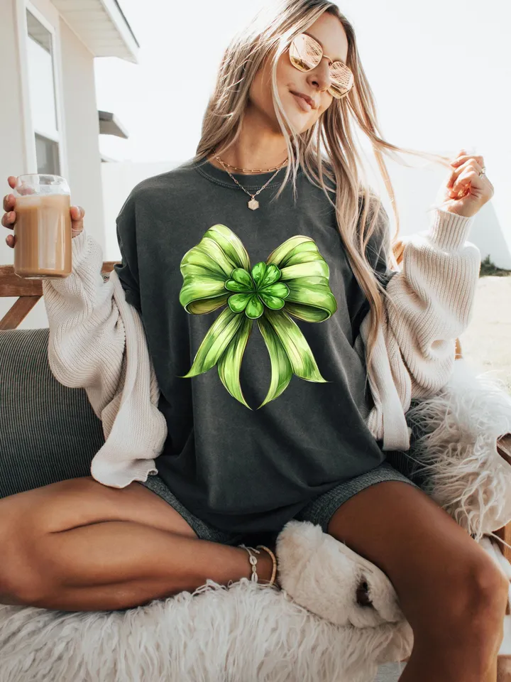 St. Patrick’s Day Bow png, St Patricks Coquette PNG, Green Coquette PNG, 4 leaf clover png, St Patrick's Day png, Irish png, Shamrock png