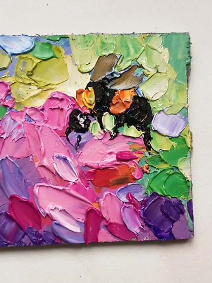 Honey Bee Painting 油畫原作 Original Art 手工油畫 Floral Art Oil Painting Verafe