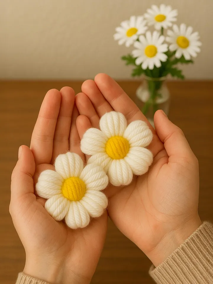 Puffy Crochet Flowers Applique - Colorful Daisy Embellishment for Sweater, Cardigan & Craft Decor - Cute Handmade Crochet Patch