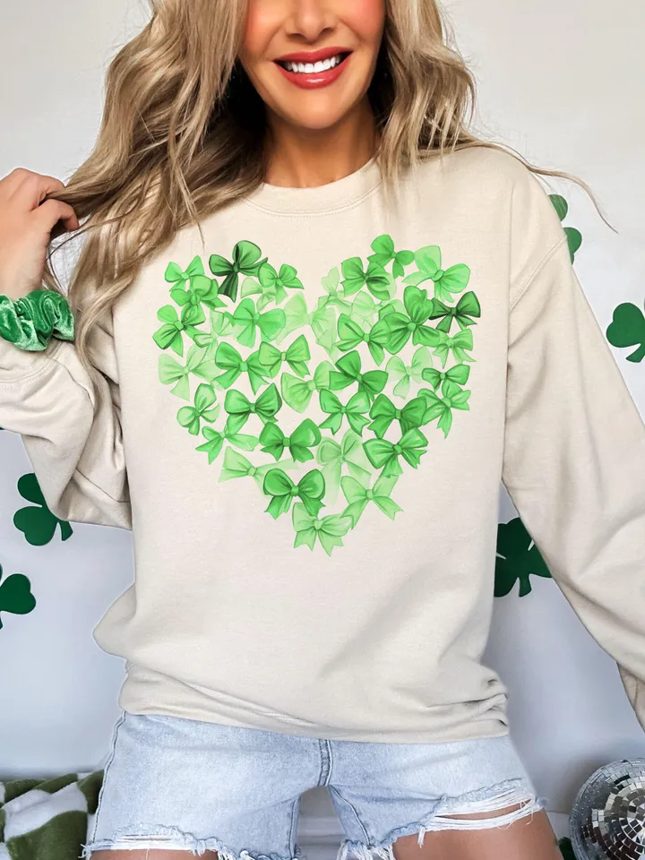 Coquette Patrick’s Heart Bow png, 4 leaf clover png, St Patrick's Day png, Irish png, Shamrock png designs, Coquette st patrick Png, Lucky
