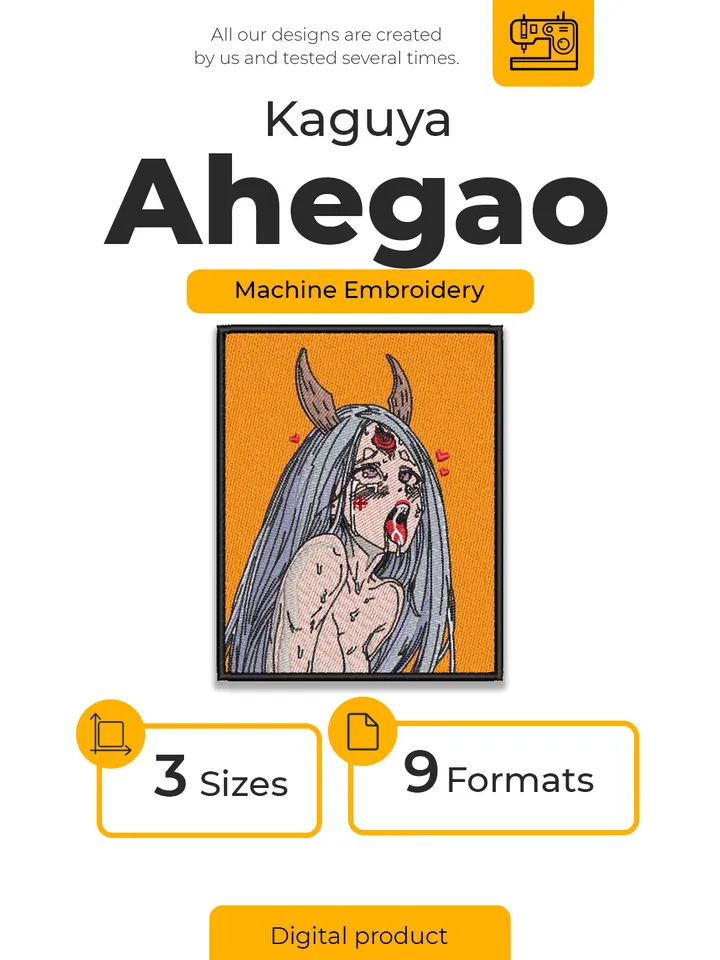 Kaguya Ahegao Embroidery Design File/ Naruto Anime Embroidery Design/ Machine Design. Swoosh