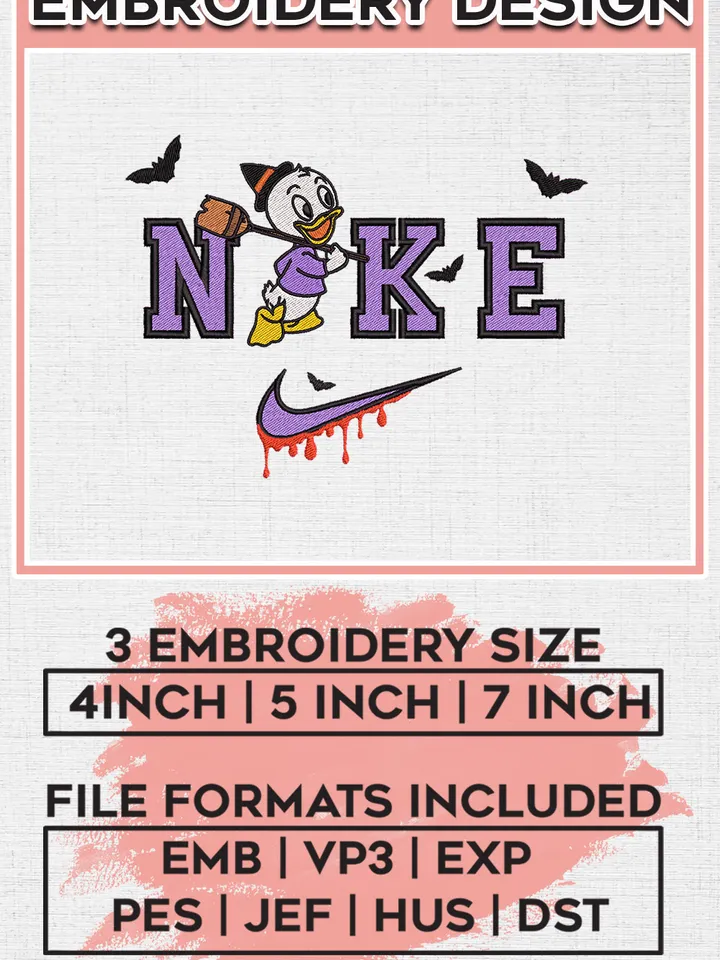 Ni.kee Dewey Duck Spooky Embroidery designs, Disney Movie Machine embroidery designs, Halloween embroidery files, Machine Embroidery Digitized Pes Files, Digital Download