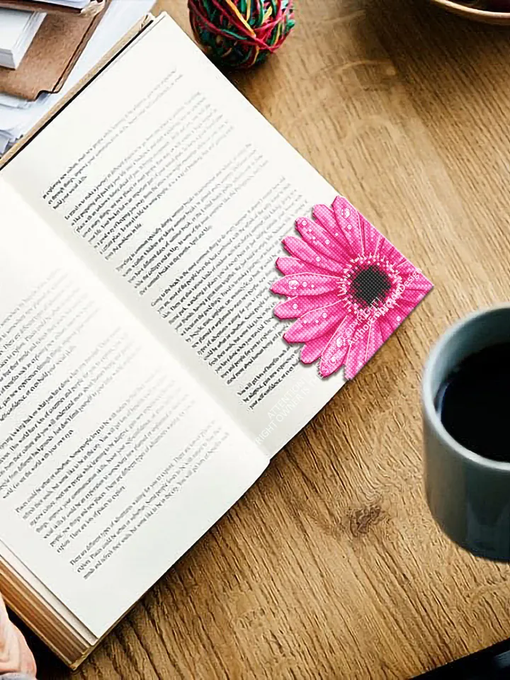 Gerbera Corner bookmark cross stitch pattern PDF download Pink flower cross stitch chart, Flower bookmark for women Floral pattern PDF #B257