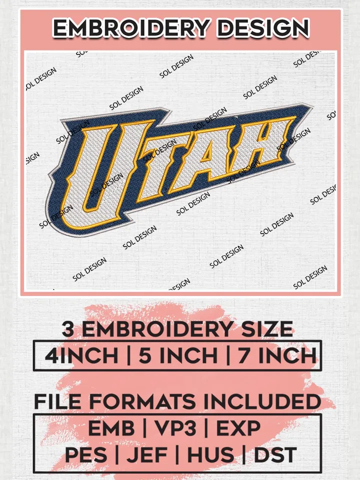 NBA Utah Jazz Wordmark Logo Embroidery Files, NBA teams, NBA Jazz Embroidery Designs, Machine Embroidery Designs, Digital Download
