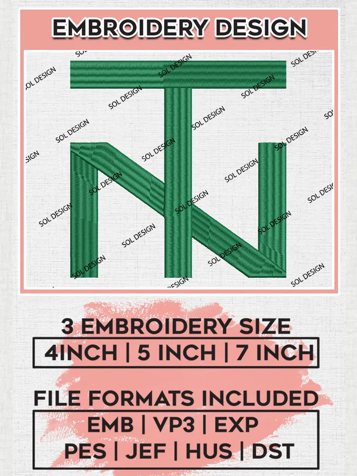 NCAA North Texas Mean Green Team Letter Logo Embroidery Design Files, NCAA North Texas Mean Green Team Embroidery, NCAA Game Day, Machine embroidery designs, Digital Download