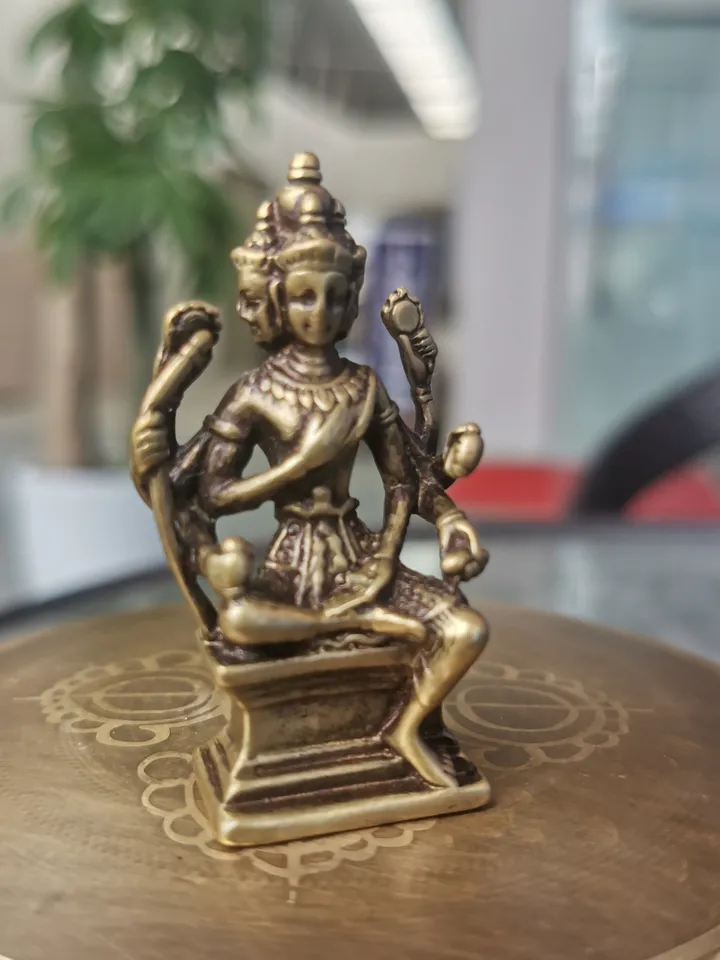 Gandhanra Vintage Brahma Statue,Handcarved,Top Collection Figurine Amulet,Zen Home Decor