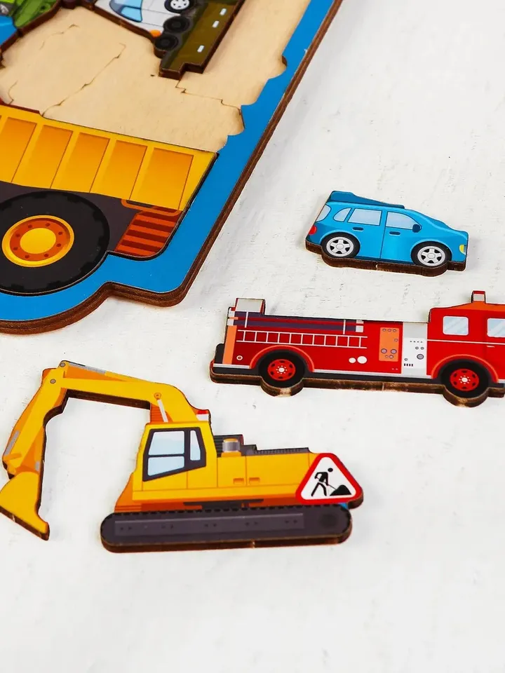 Puzzle board with transport, Wooden Montessori Toddler Toys Age 3 4 5 year