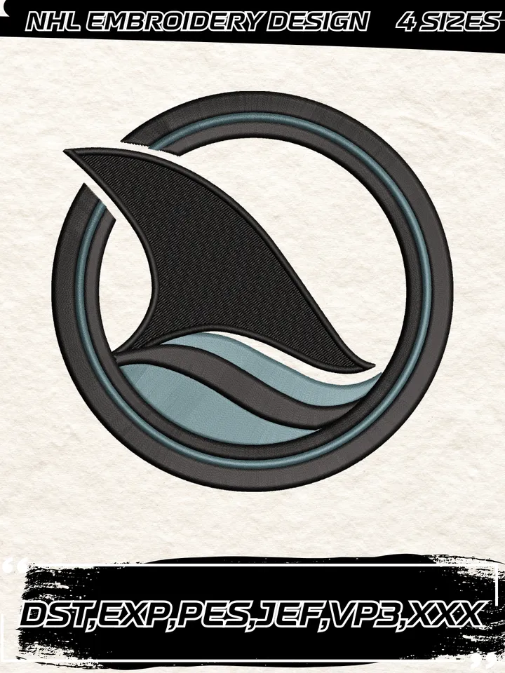 San Jose Sharks Alternate Logo Embroidery Designs,NHL Logo Embroidery Files, Machine Embroidery Design File, 4 Sizes,Digital Download