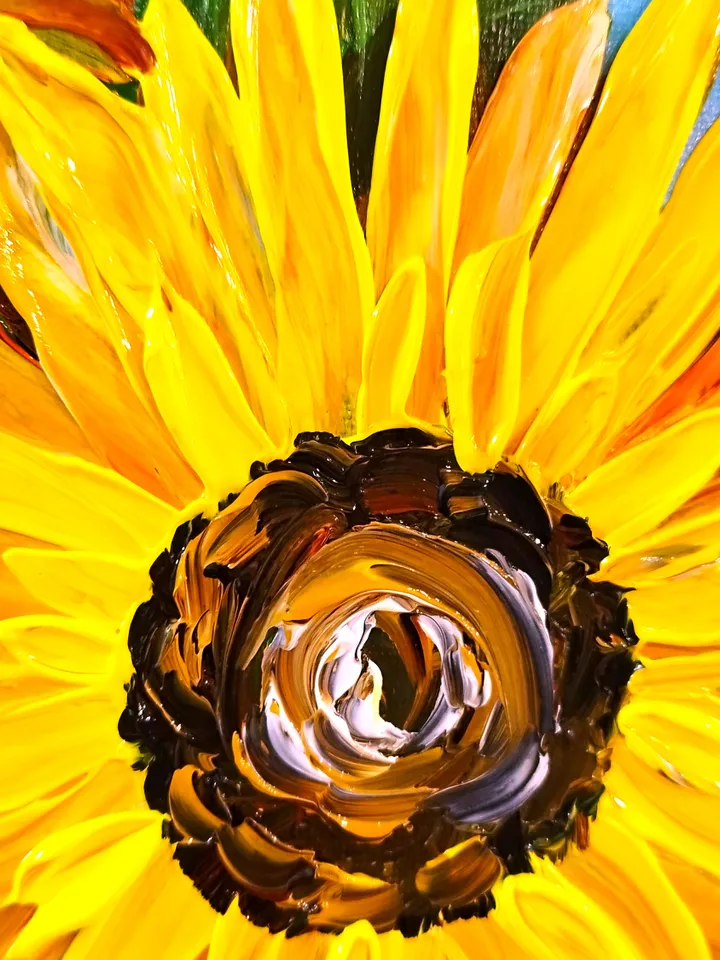 Sunflowers painting textured art wall decor Artwork