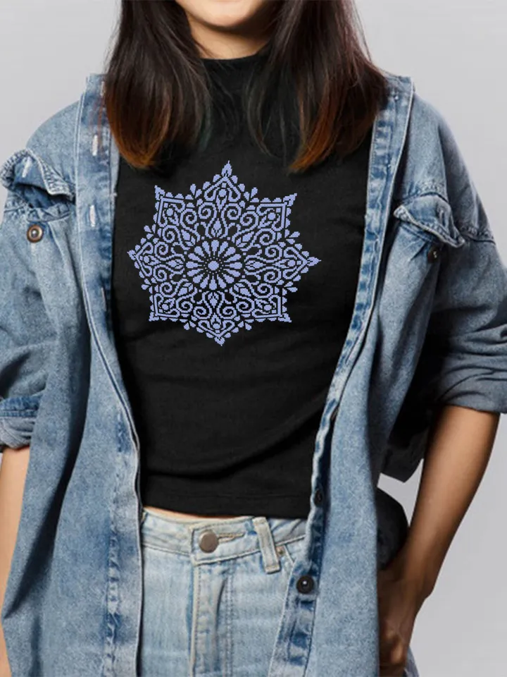 Mandala cross stitch pattern download PDF, Flower mandala pattern digital PDF, Monochrome cross stitch chart Modern beginner stitch #M106
