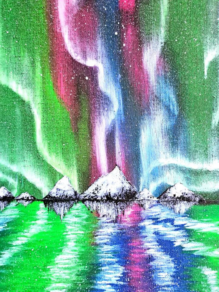 Neon fluorescent oil painting "Northern Lights"