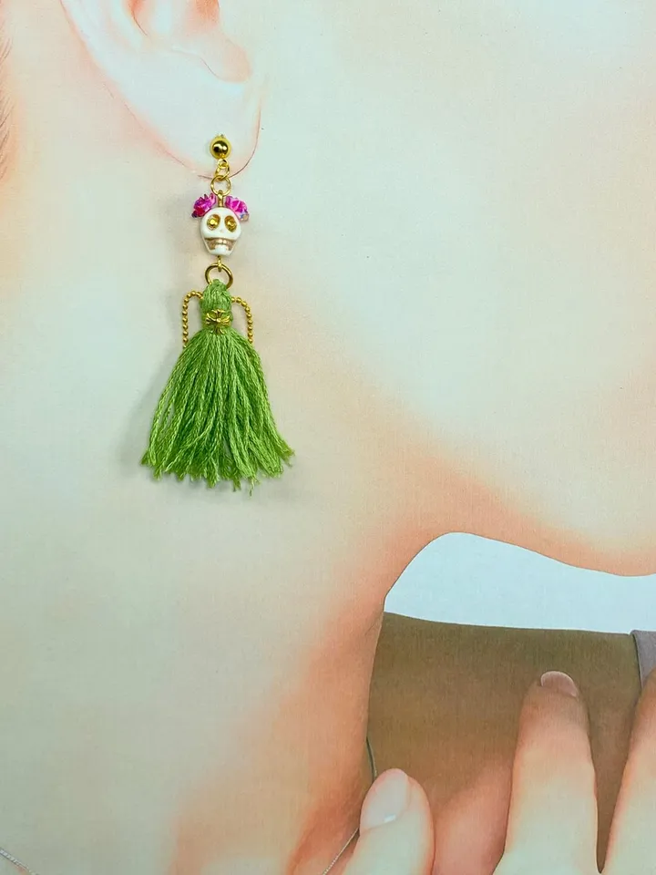 Handmade earrings. Earrings with fringe. Jewelry.
