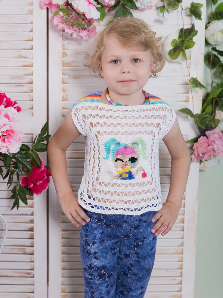 Girl’s Intarsia Crochet Top Pattern – Top The Doll