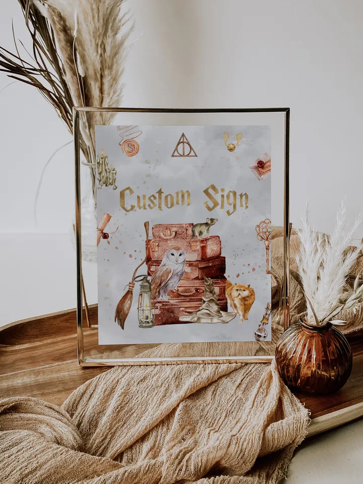 Custom Sign;Wizard Birthday Party; Magic School 1st Birthday; Editable Wizarding World Custom Sign; Magical Party Decoration; W8