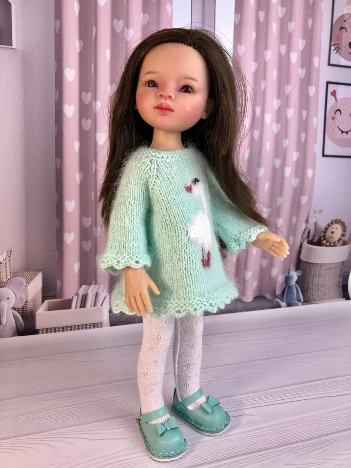 Paola Reina Doll Delight Set: Exclusive Handmade Outfit Dress, Tights, Shoes