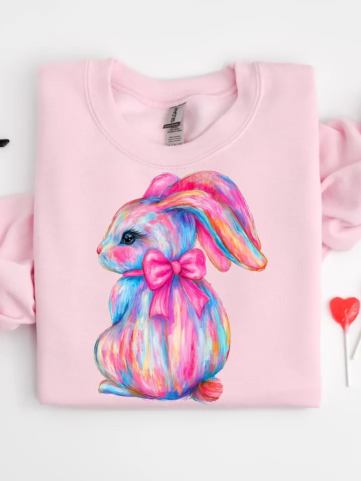 Brushstroke Bunny Easter Png, Bunny Coquette Bow Png, Pink Bunny Png, Brushstroke Coquette Easter Png, Girls Easter Png, Preppy Easter Png