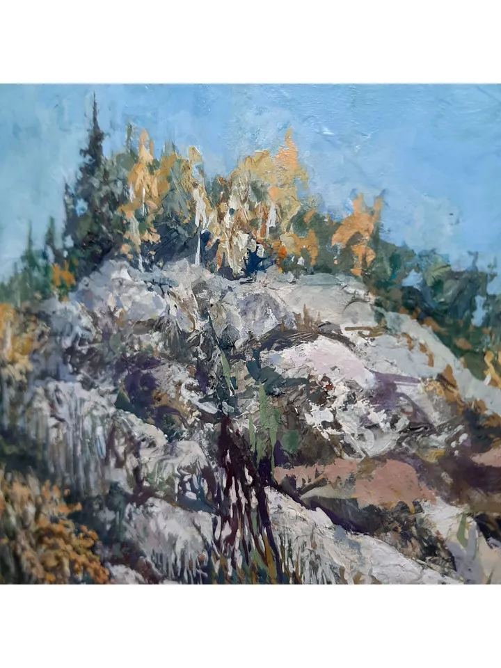 Mountain Landscape Climbing Rock Peak Painting 10x15" ORIGINAL Artwork Signed by artist Marina Chuchko