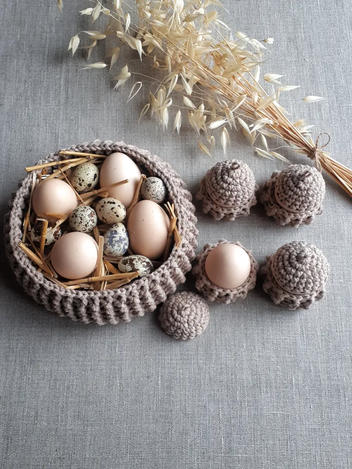 CROCHET PATTERN Crochet basket pattern Easter DIY crochet basket Round kitchen basket Crochet kitchen set pattern Easter egg crochet pattern