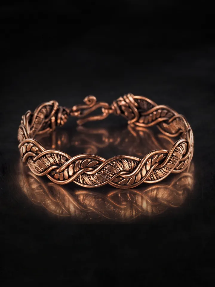 Woven copper wire bracelet Antique style handcrafted copper jewelry Unique gift