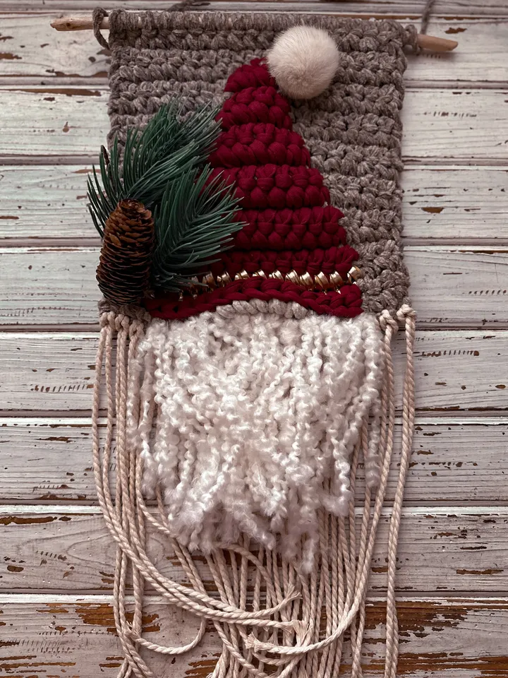 Crochet pattern Gnome wall hanging PDF Digital instant download, Video tutorial, Tapestry, Holiday decor, Christmas ornament, Hygge wall art