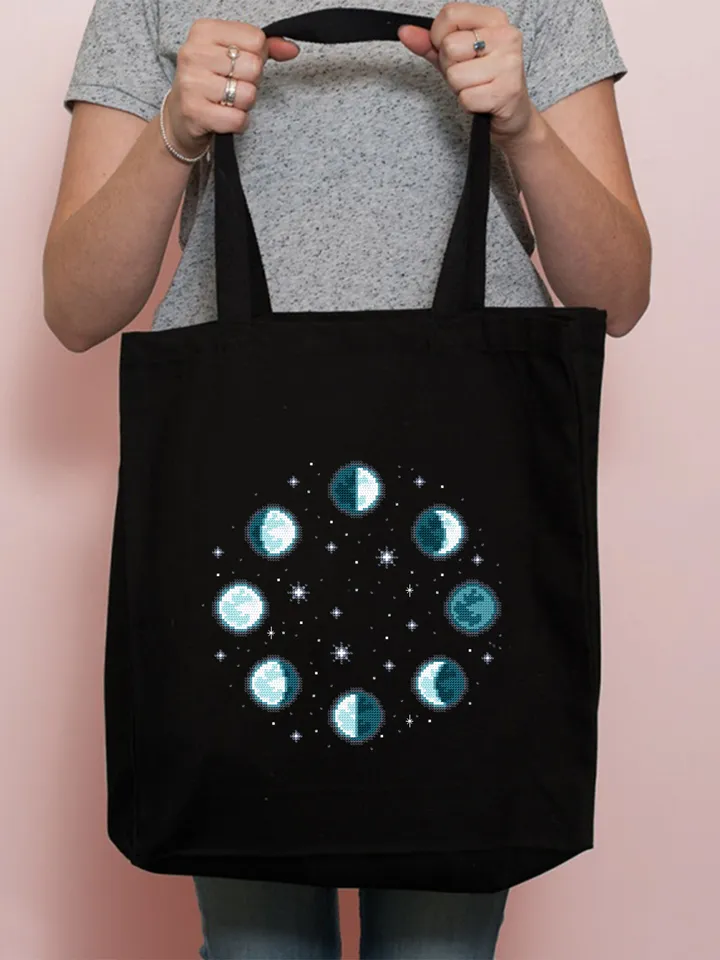 Moon phases cross stitch pattern download PDF Space cross stitch, Lunar pattern PDF, Simple cross stitch chart, Moon phase decor #L59