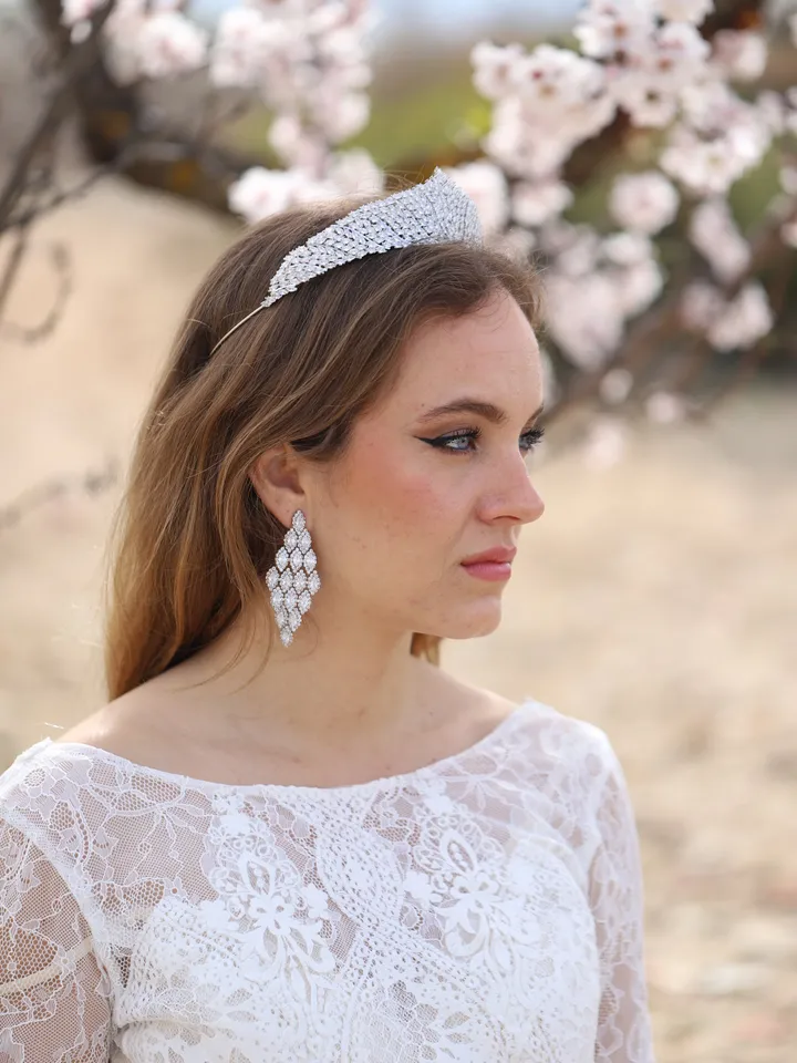 Long Swarovski Crystal Wedding Earrings, Cubic Zirconia Wedding Jewelry, Vintage CZ Wedding Earrings, Chandelier Statement Bridal Earrings
