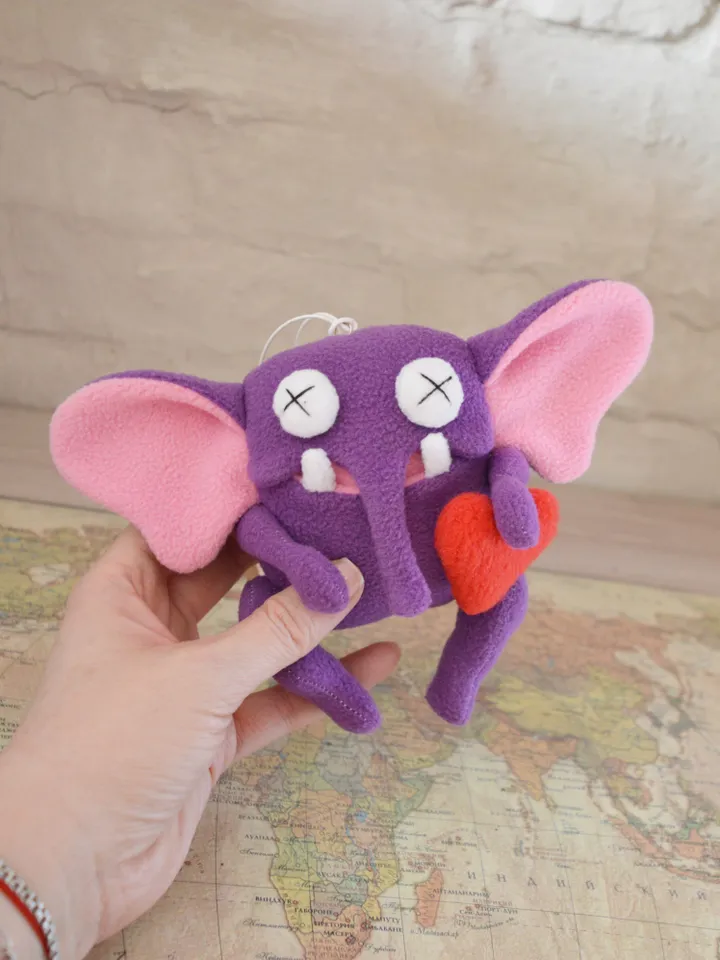 PDF Plush Toy Pattern β Fleece Elephant with Heart Softie