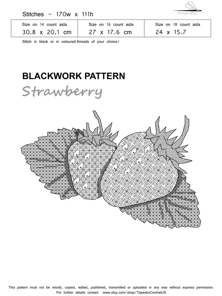 Set of Blackwork patterns - Fruits - Cross Stitch Pattern - Embroidery Sampler - Carpet Cross Stitch