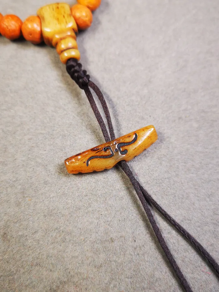 Gandhanra Handmade Tibetan Pendant Bead,Bone Carved Spacer Bead for Mala,Ruyi Amulet,Prayer Beads Accessories