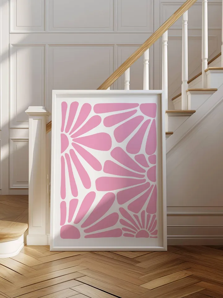 Soft Pink Wall Art Set of 2 Prints, Boho Flower Print, Pink Abstract Minimalist Organic, Pink Floral Wall Art, Wild Flower, Printable Art
