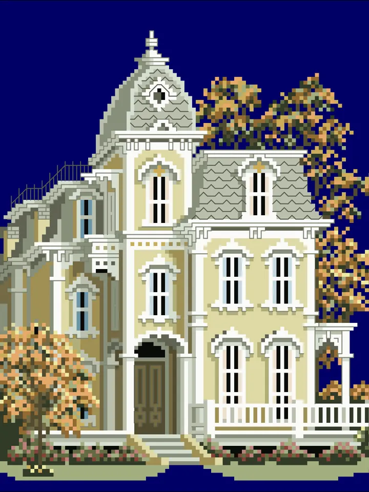 Vintage Cross Stitch Pattern Victorian House Counted Digital Download PDF