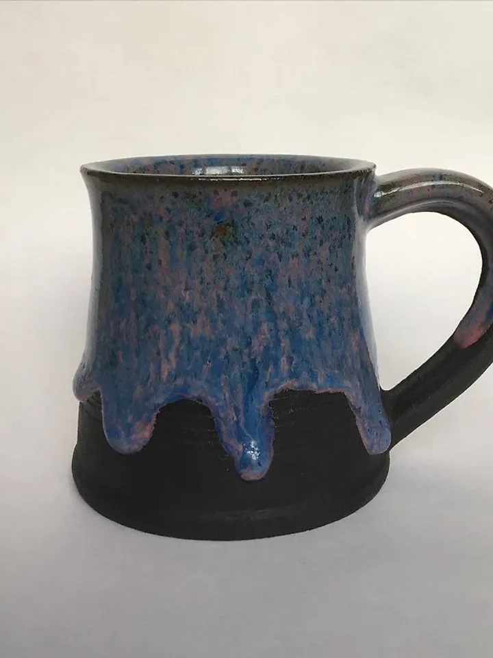 Valknut black, blue and pink violet stoneware mug