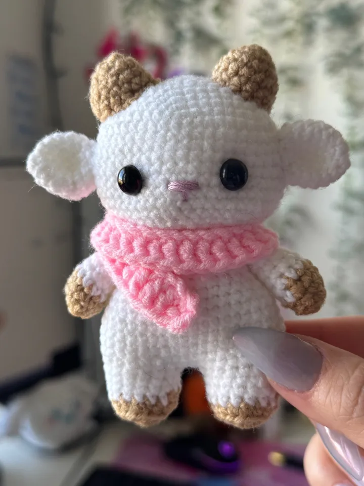 Baby Goat in a scarf crochet pattern, PDF amigurumi US term, crochet patterns cute animals, autumn