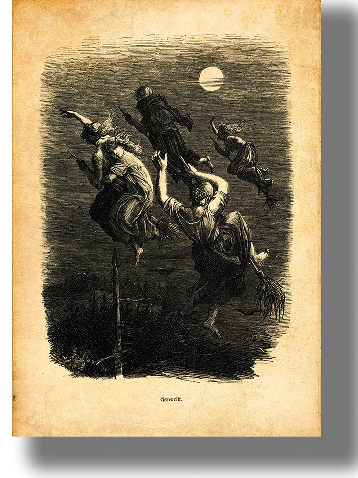 Hexenritt. The Witches' Ride. Witches fly to the Sabbath.