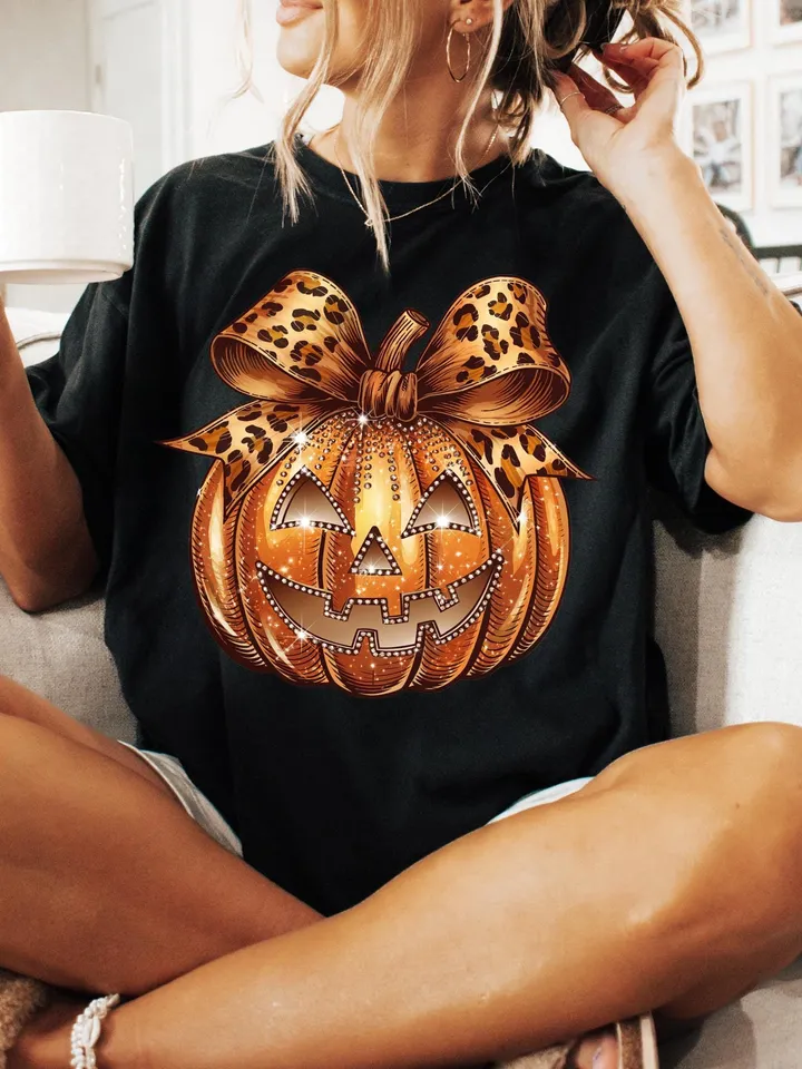 Leopard Coquette Bow Pumpkin Png, Sparkly Pumpkin Png, Fall Shirt Design, Fall Sublimation, Pumpkin Patch Png, Thanksgiving Png, Fall Png