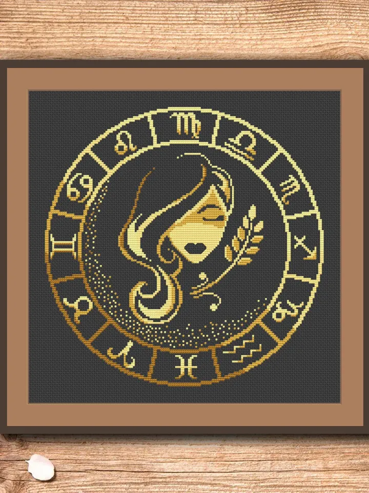 Virgo Cross Stitch Pattern, Zodiac Cross Stitch, Embroidery Zodiac, Virgo Pattern, Signs of the Zodiac Pattern, Modern Cross Stitch #zdc006