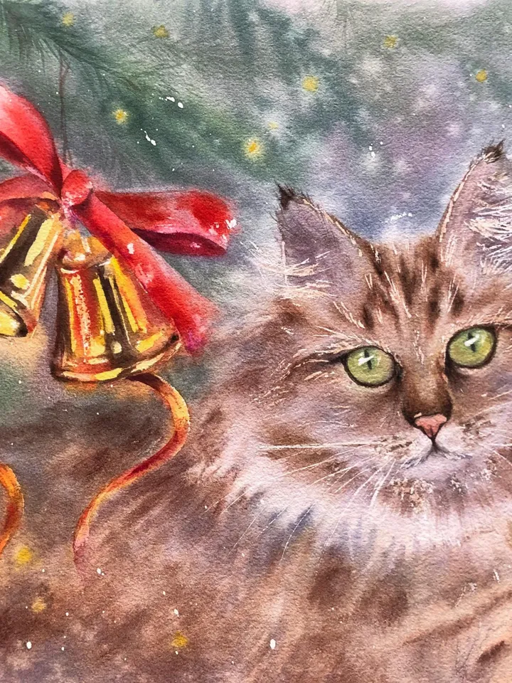 Cats Original Painting Animals Watercolor Painting Kitty Painting Cat Portrait