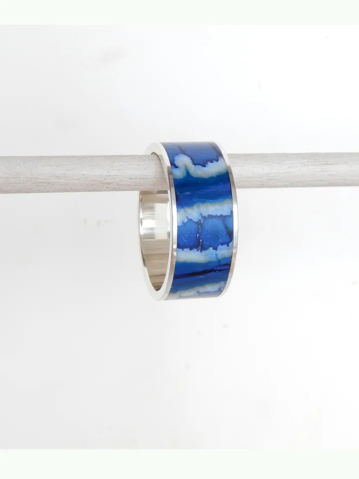 Unique ring made of silver and mammoth tooth. Exclusive gift for a man.