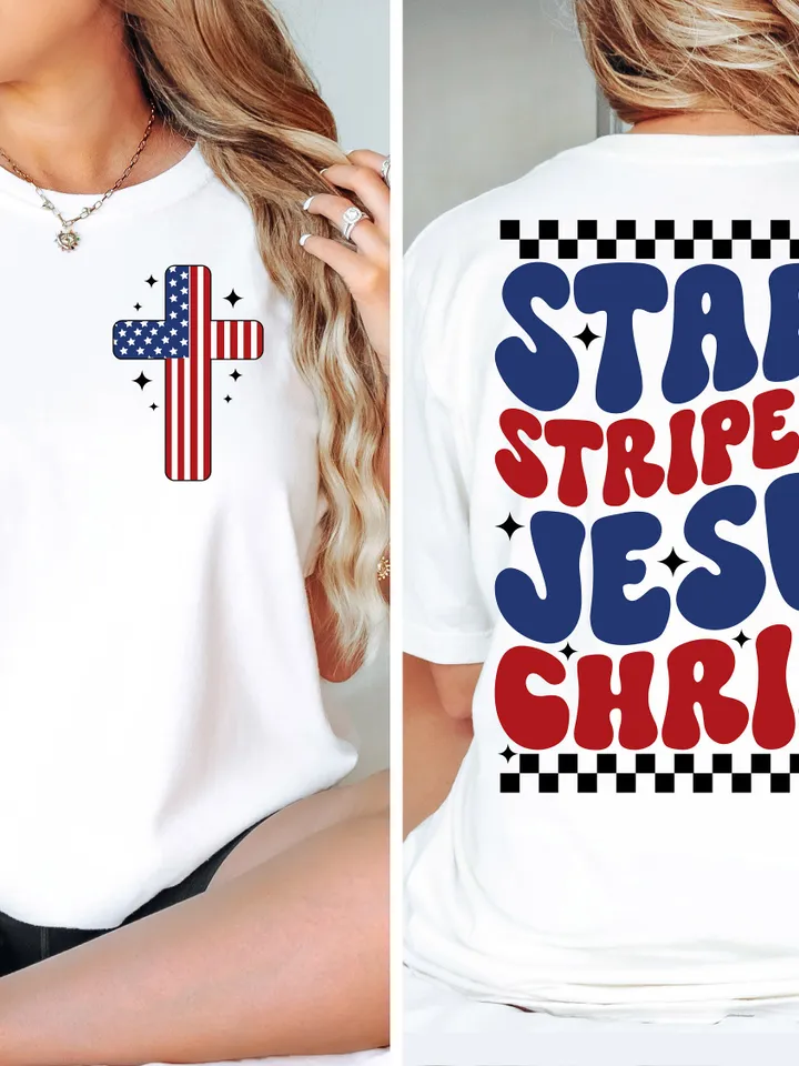 Stars and stripes and Jesus Christ Svg Png, 4th of July Svg, christian religious faith, Red white blue USA 4th July, Independence patriotic