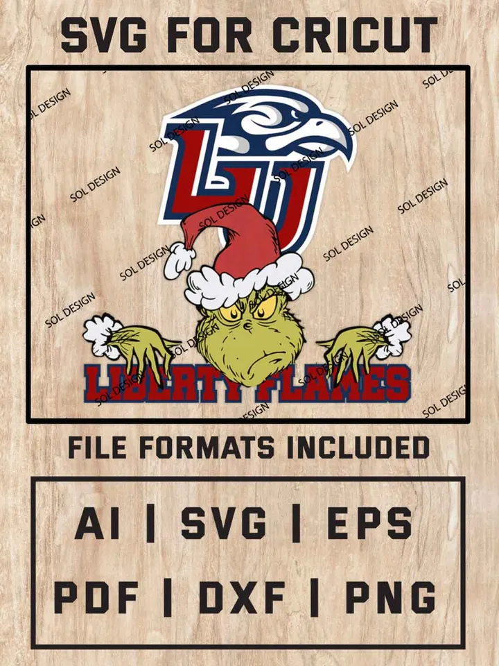 Grinch Liberty Flames SVG, NCAA SVG Design, NCAA Liberty Flames SVG, NCAA Flames Cricut, Christmas Svg, Grinch svg, Digital Download