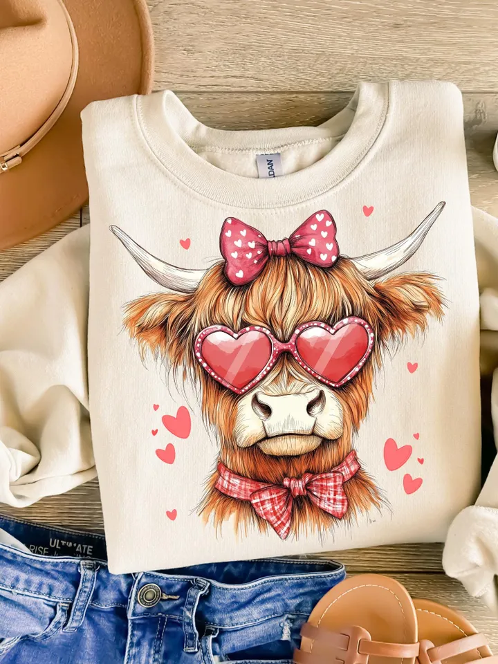 Highland Cow png, Valentine Coquette Png, Valentine's Day, Retro Valentine Png, Valentine Heart Png, Love Png, Sublimation Designs