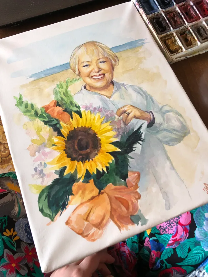 1 Person watercolor Portrait from photo A4 size