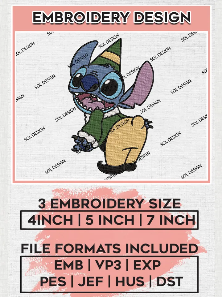 Christmas Buddy Stitch Butt Embroidery Design Files, Disney Christmas Machine Embroidery, Disneyland Family Holiday, 3 sizes, Cute Christmas Machine embroidery designs, Digital Download